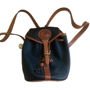 Vintage Dooney And Bourke All Weather Leather Brown Mini Backpack Rare
